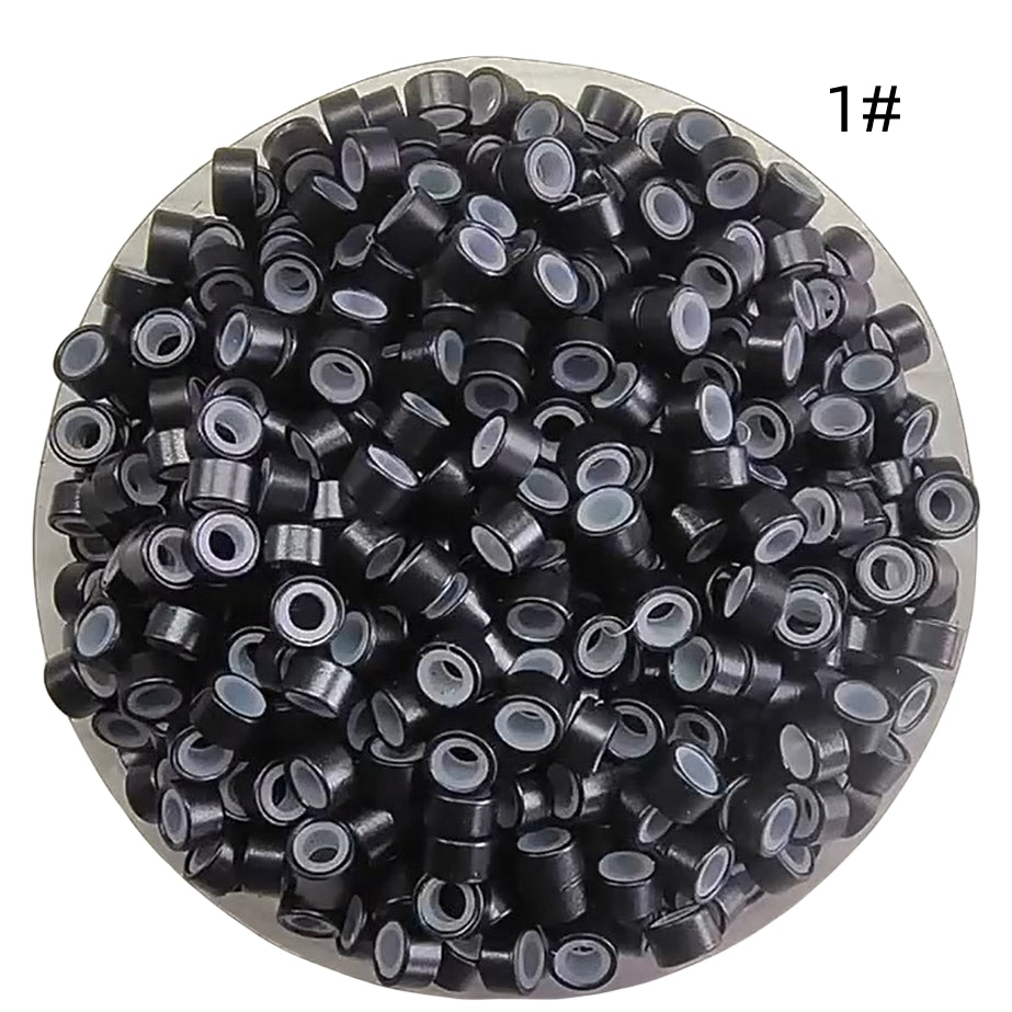 1000pcs Aluminum Silicone Lined Micro Rings & Beads