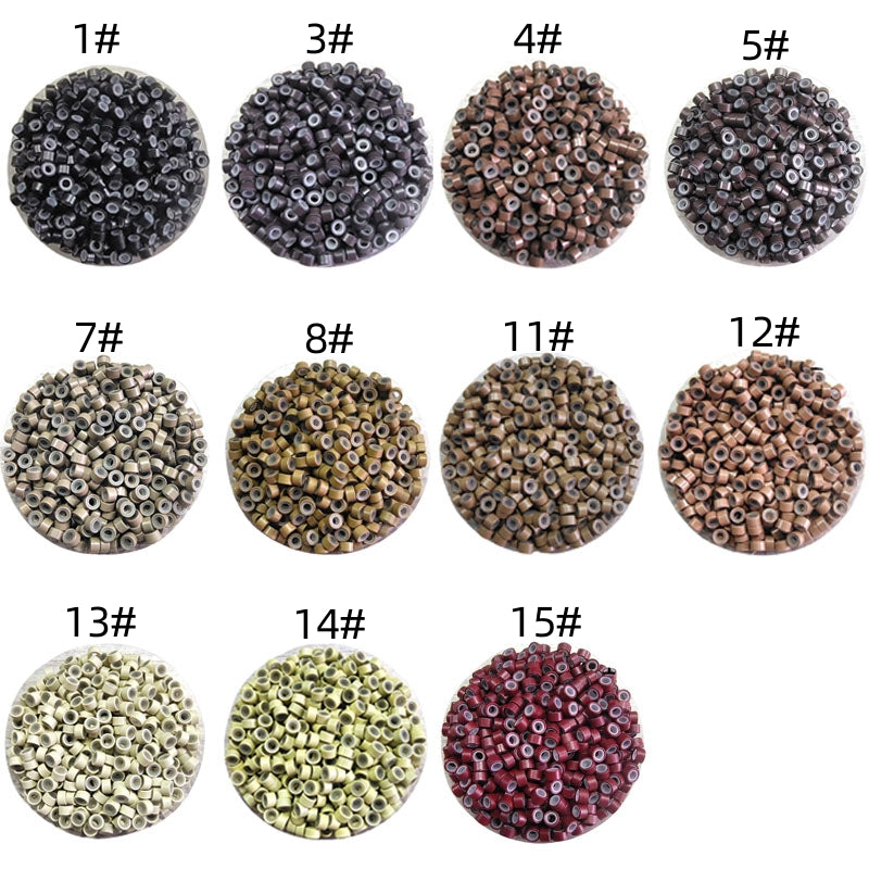 1000pcs Aluminum Silicone Lined Micro Rings & Beads