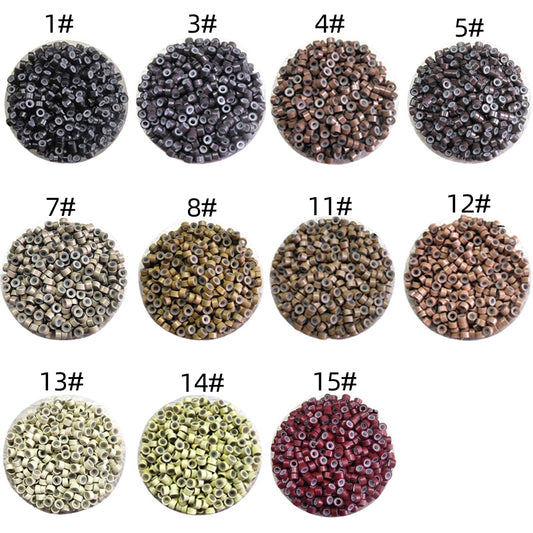 1000pcs Aluminum Silicone Lined Micro Rings & Beads